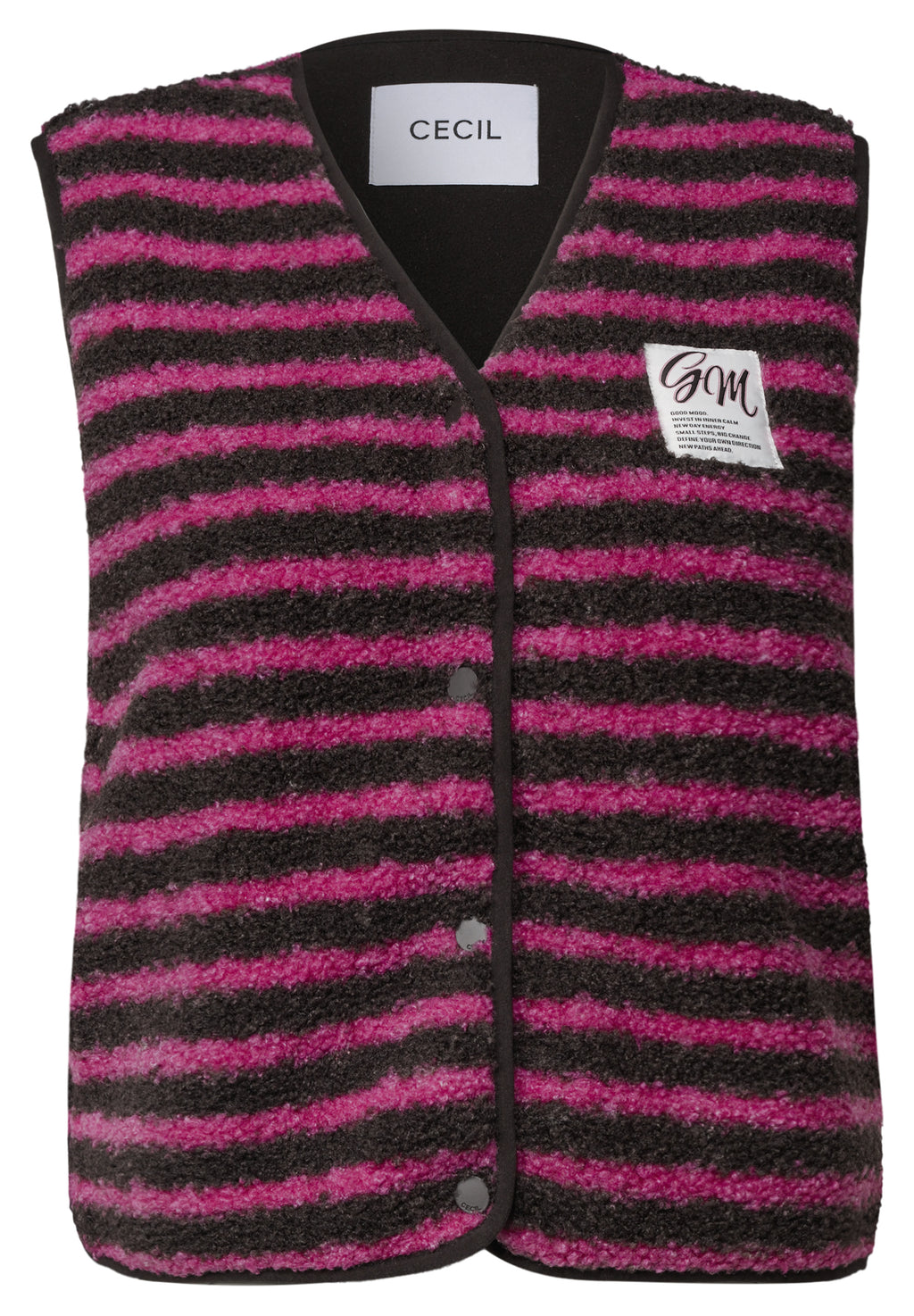Teddy-Weste mit V-Neck und Streifen von Cecil