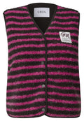 Teddy-Weste mit V-Neck und Streifen von Cecil