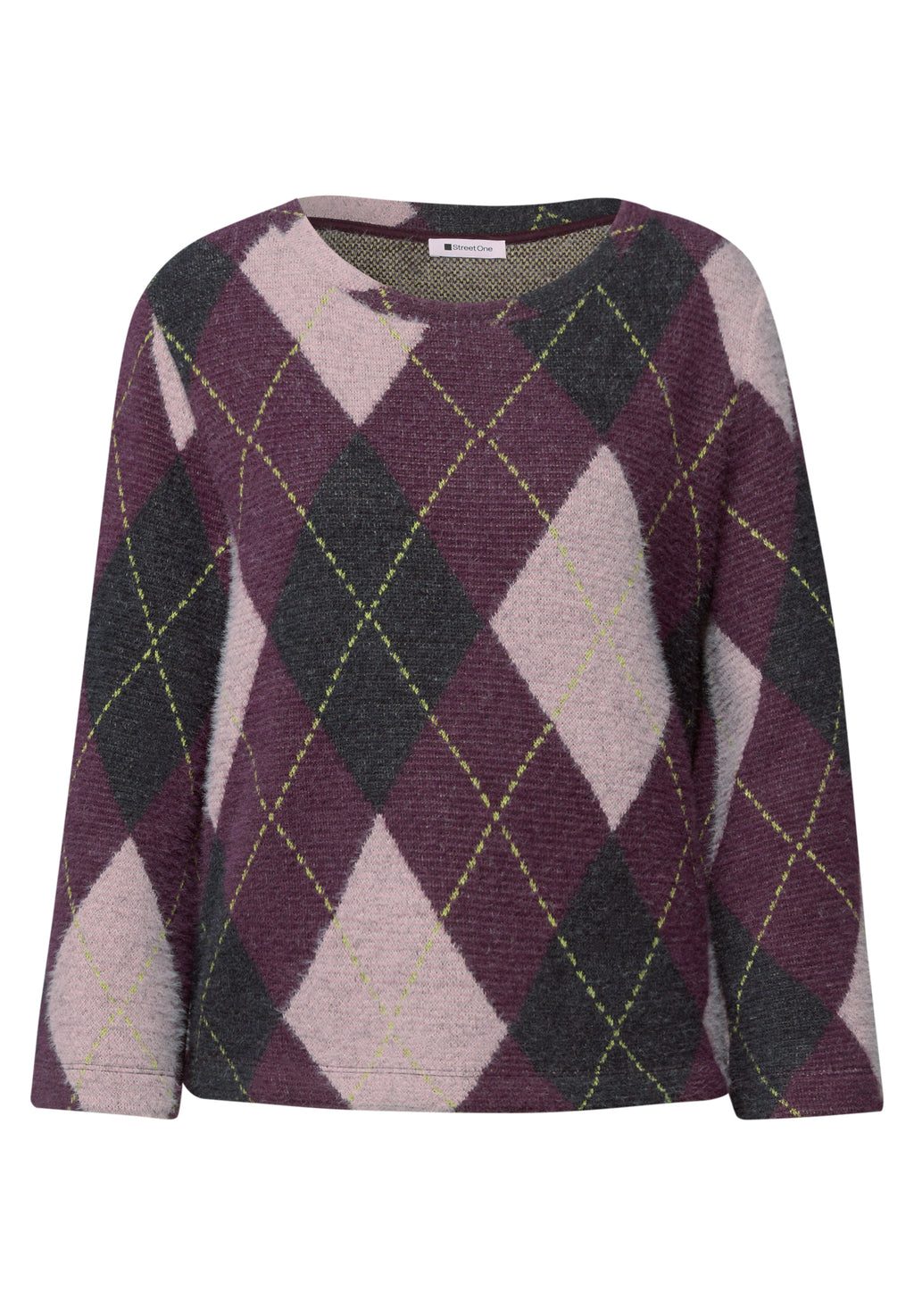3/4-Arm Shirt mit Rundhals und Argylemuster von Street One