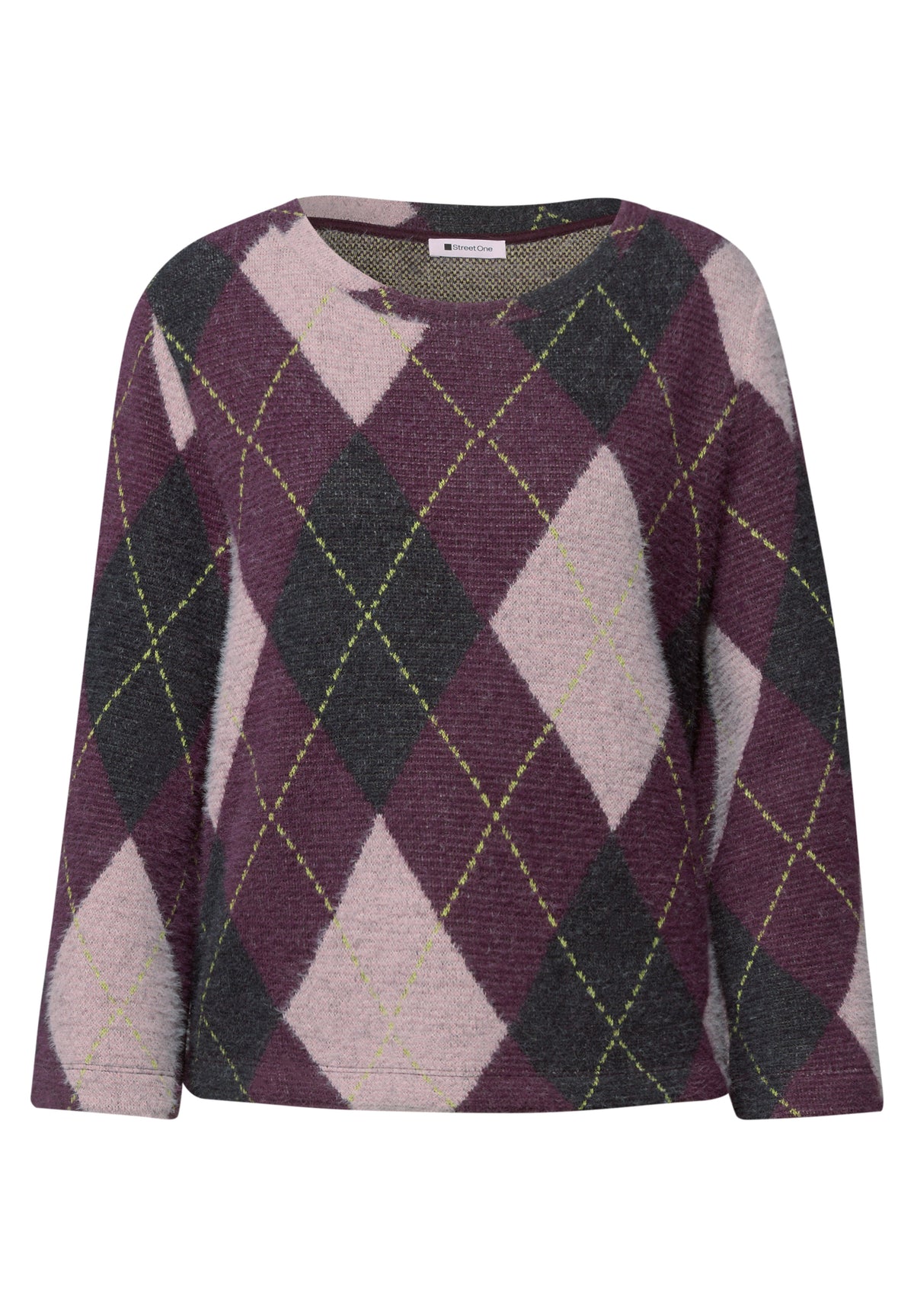 3/4-Arm Shirt mit Rundhals und Argylemuster von Street One