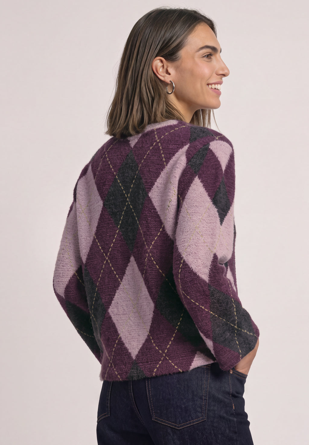 3/4-Arm Shirt mit Rundhals und Argylemuster von Street One
