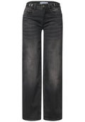 Mid Waist Wide Leg Jeans in schwarzer Waschung von Street One