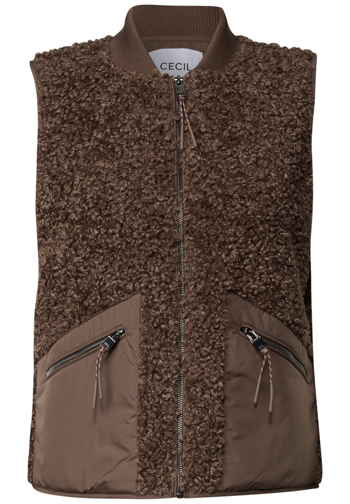 Teddy-Weste mit Softshelldetails in Braun von Cecil