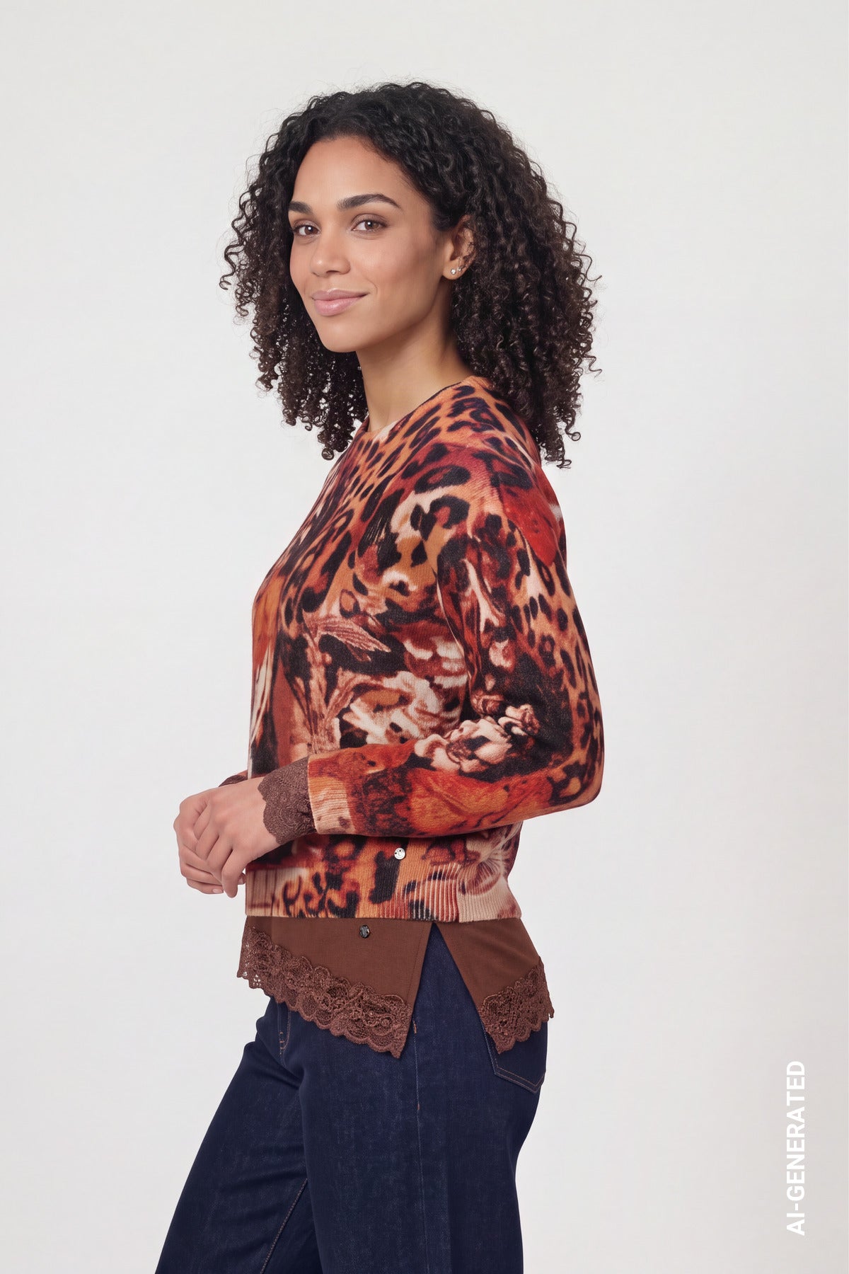 Strickpullover mit Leo-Muster-Mix von Monari
