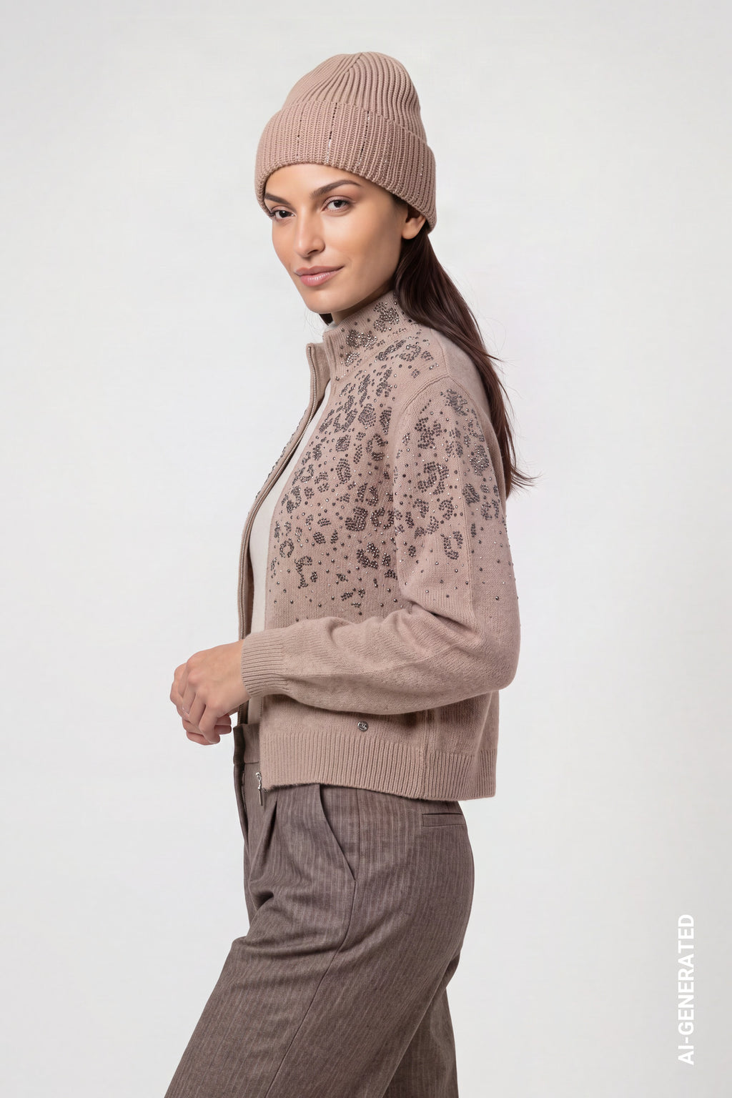 Strickmütze mit Strasssteinen von Monari