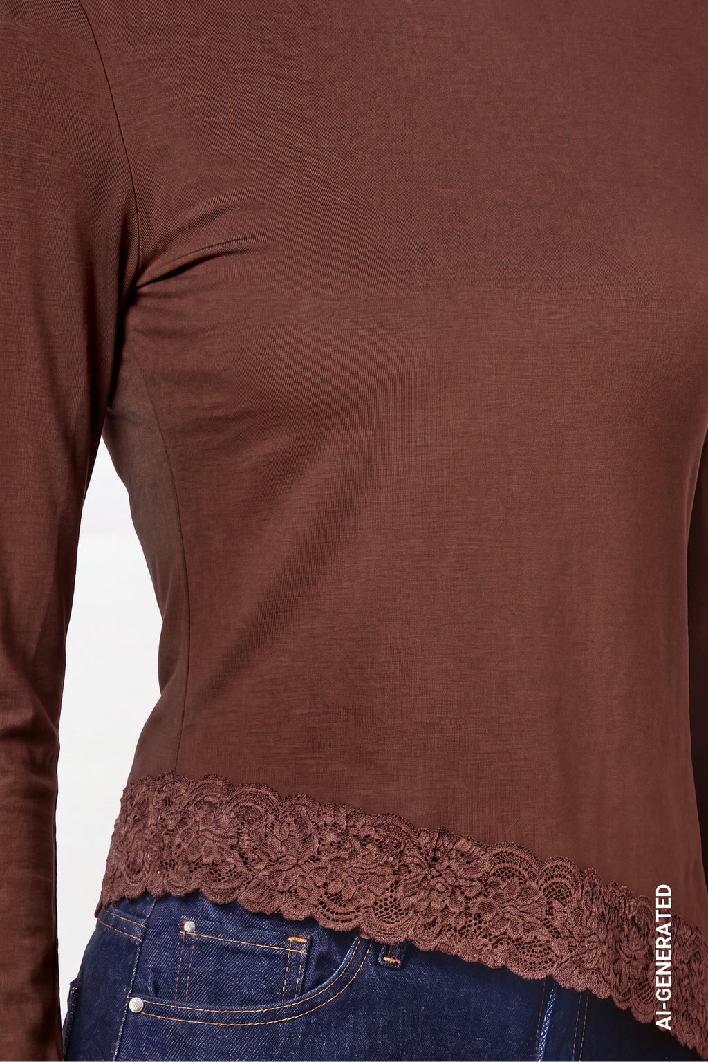 Langarmshirt mit Spitzenborte und Asymmetrie von Monari
