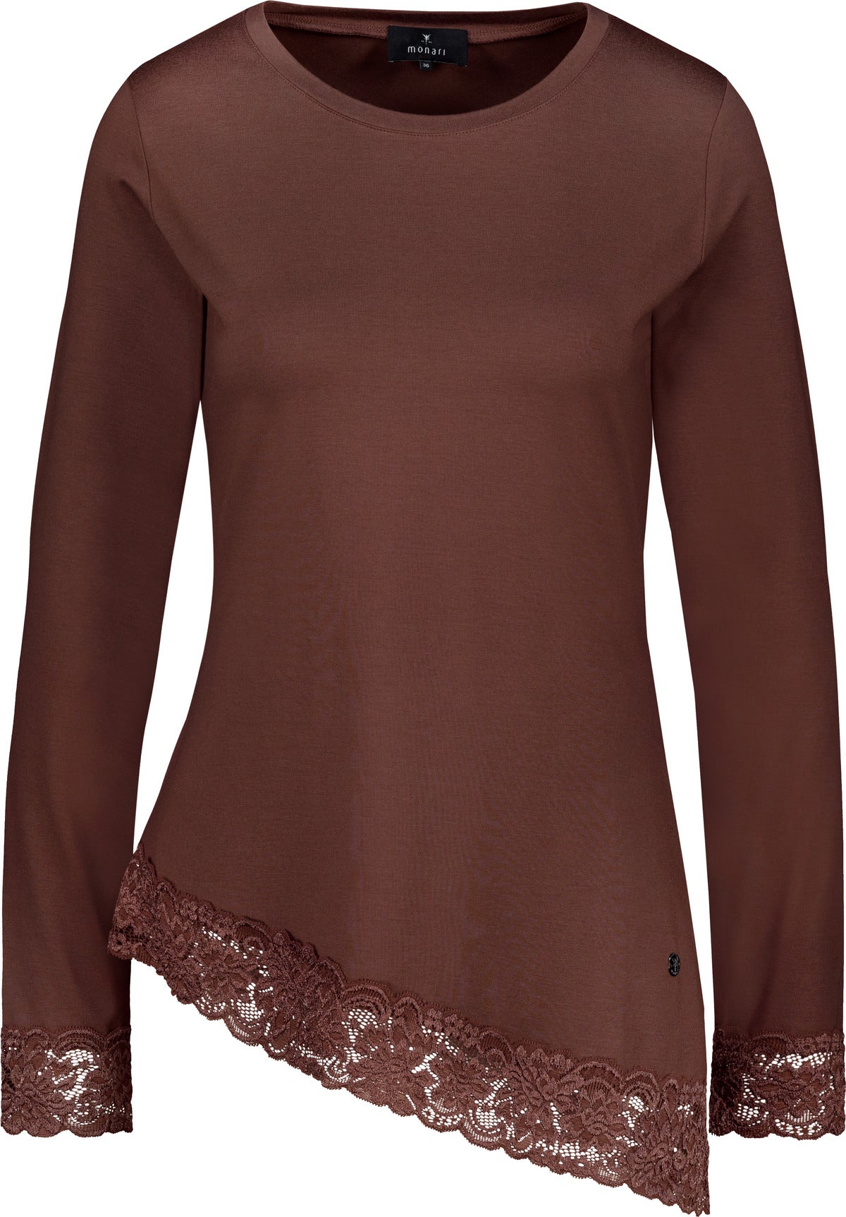 Langarmshirt mit Spitzenborte und Asymmetrie von Monari