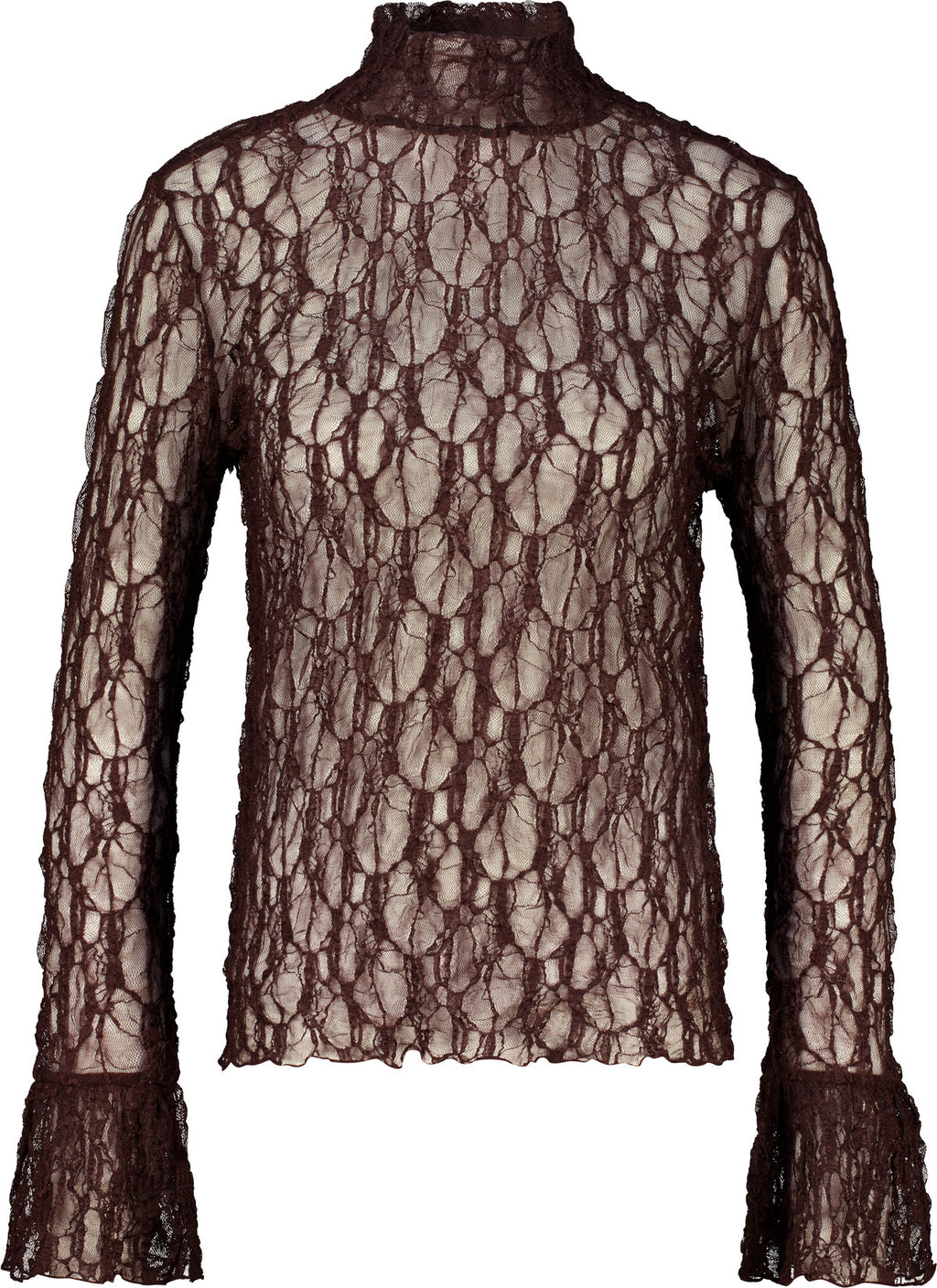 Langarmshirt aus Spitze mit Stehkragen von Monari