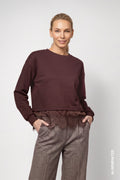 Sweatshirt mit Spitzenborte am Saum von Monari
