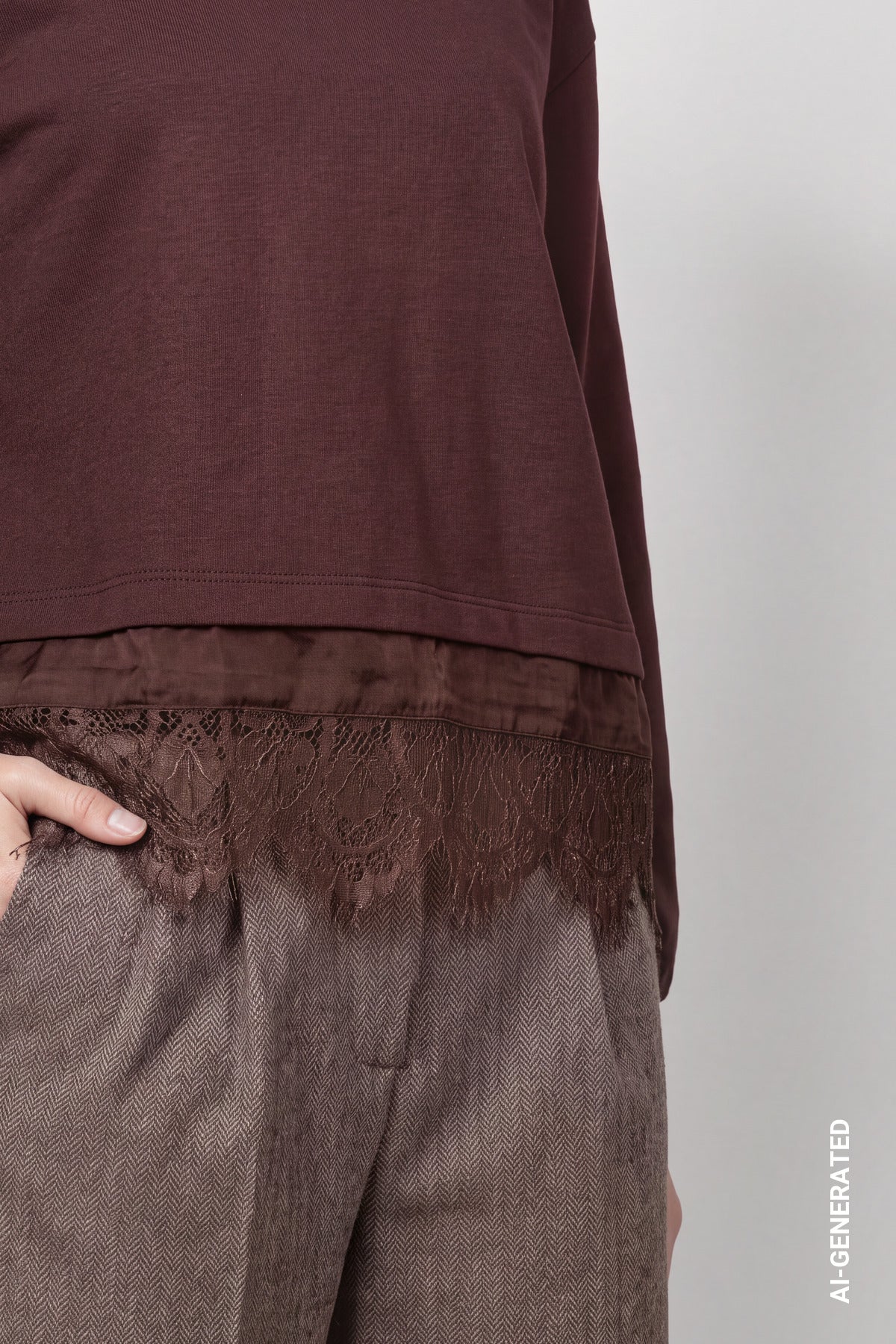 Sweatshirt mit Spitzenborte am Saum von Monari