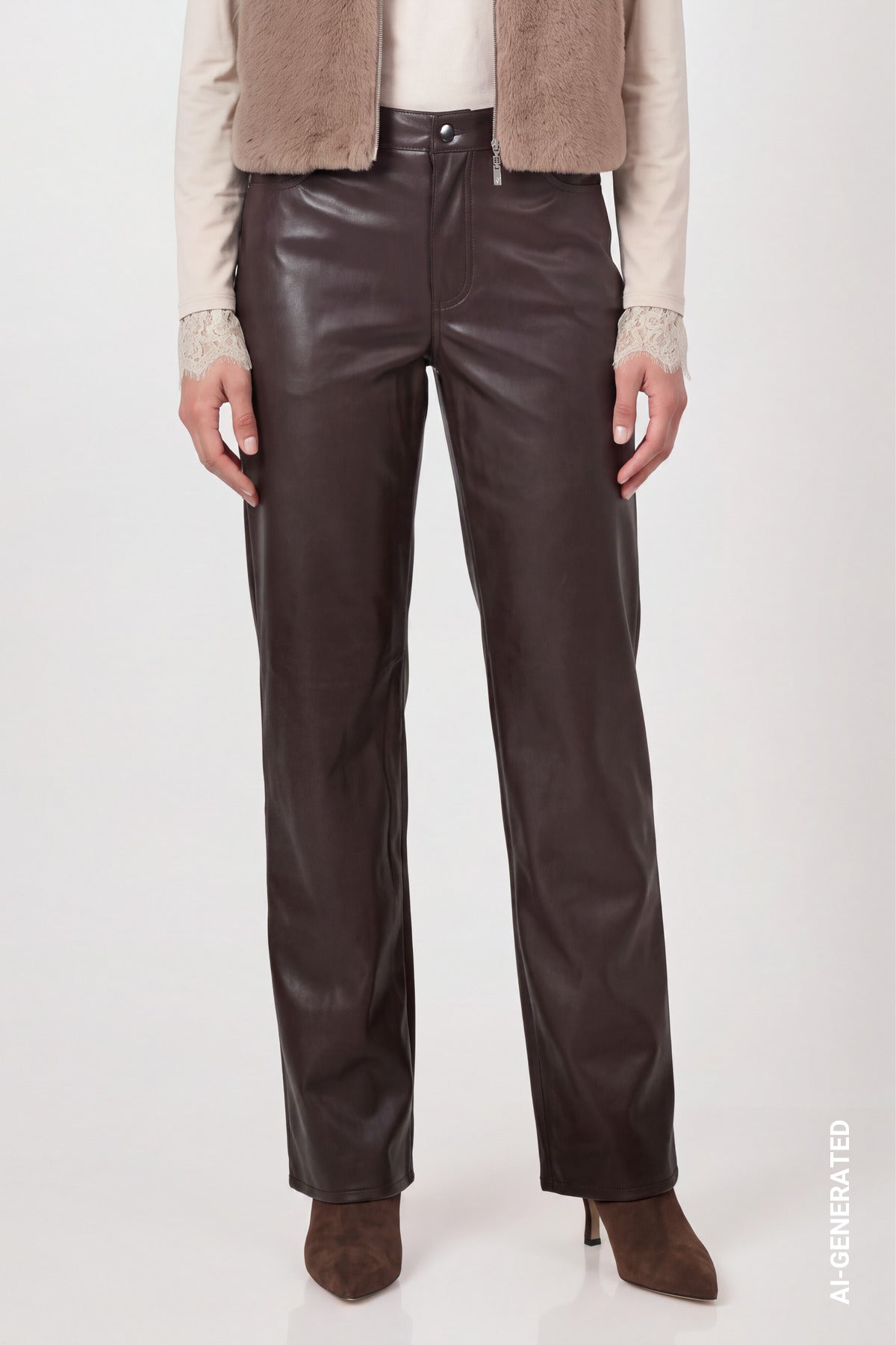 Wide-Leg-Hose aus Lederimitat von Monari