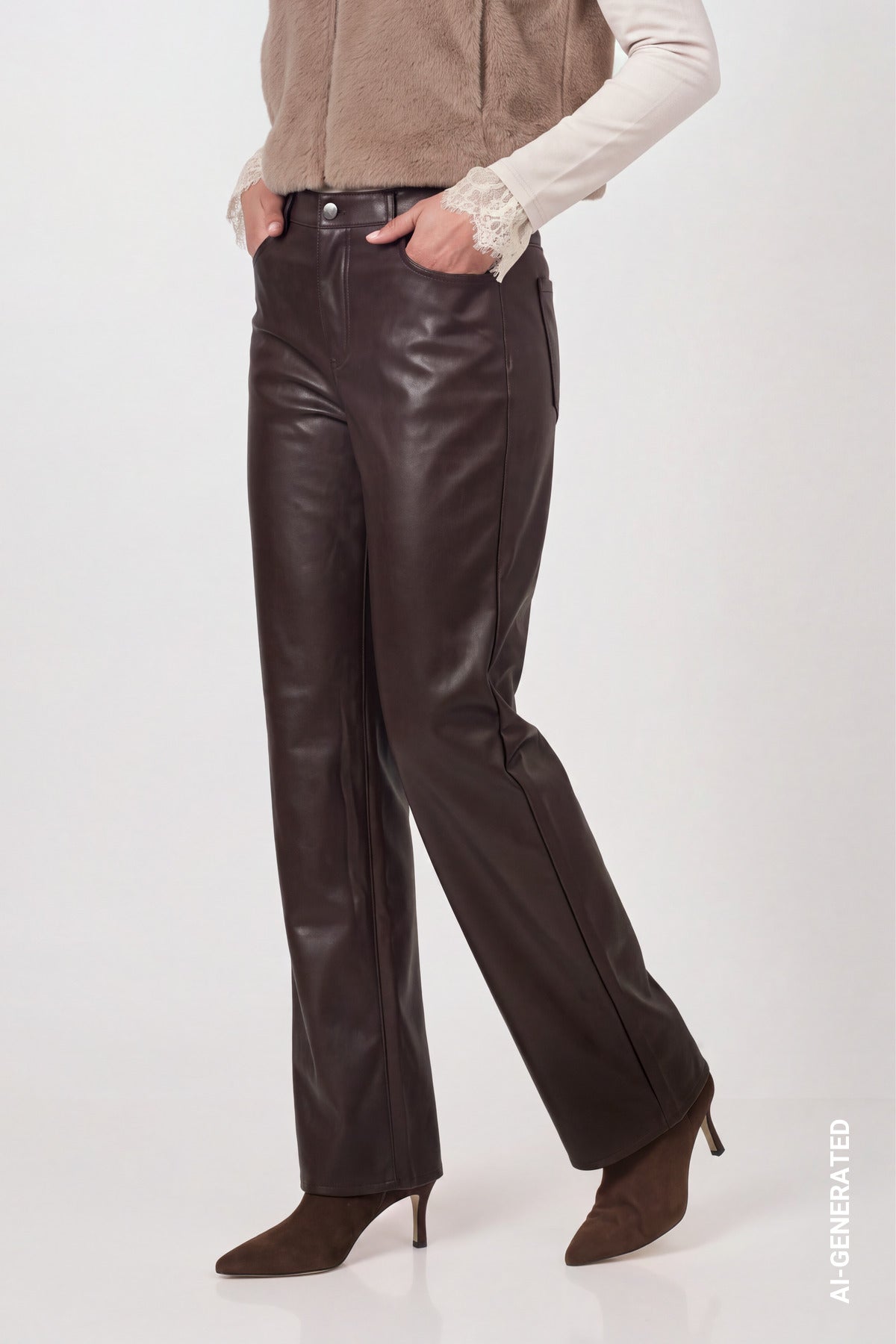 Wide-Leg-Hose aus Lederimitat von Monari