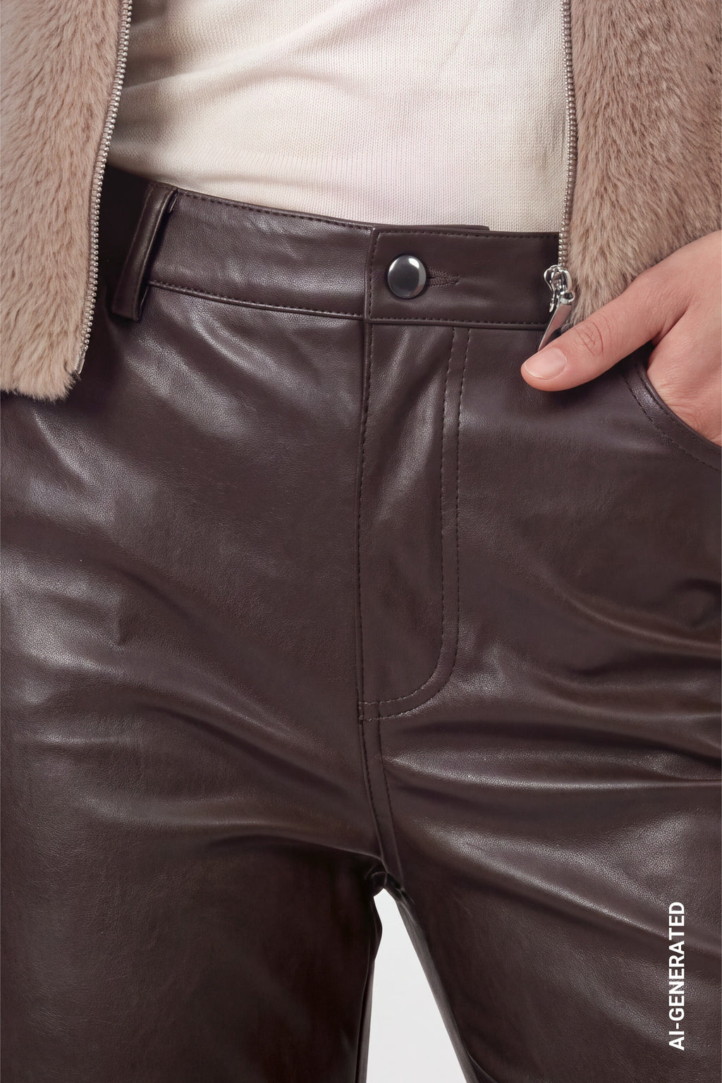 Wide-Leg-Hose aus Lederimitat von Monari