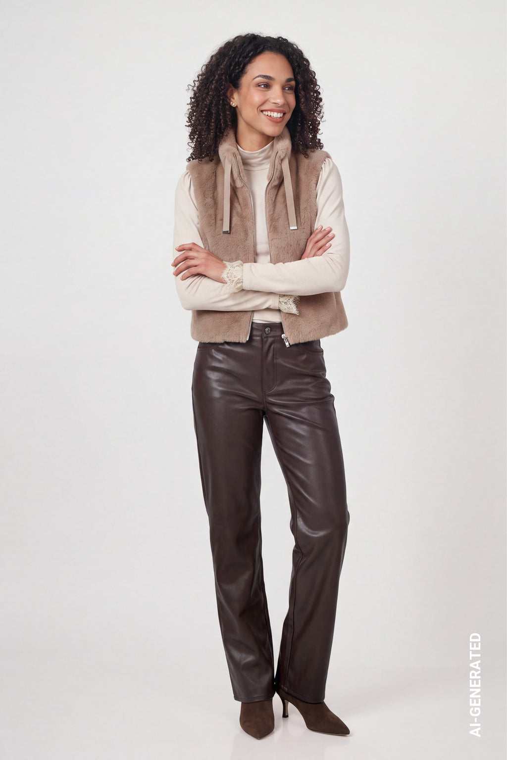 Wide-Leg-Hose aus Lederimitat von Monari