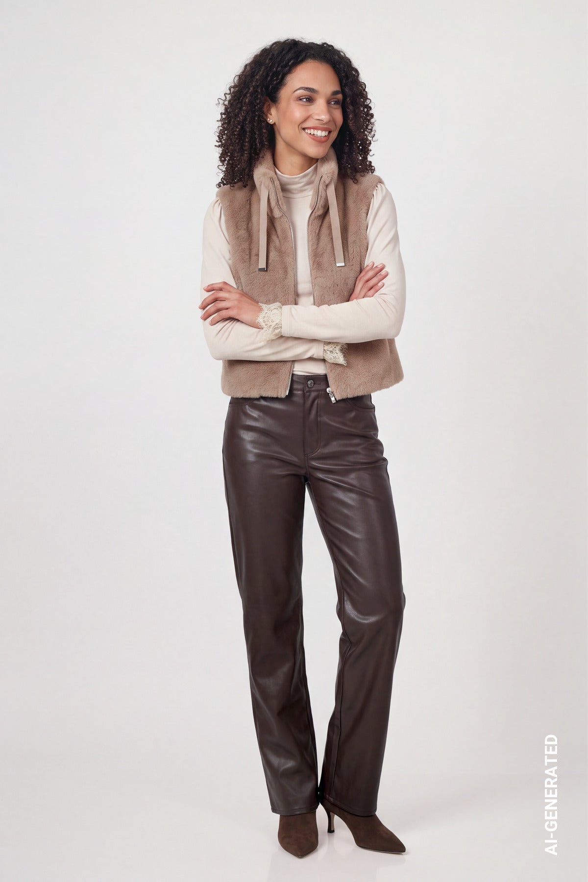 Wide-Leg-Hose aus Lederimitat von Monari
