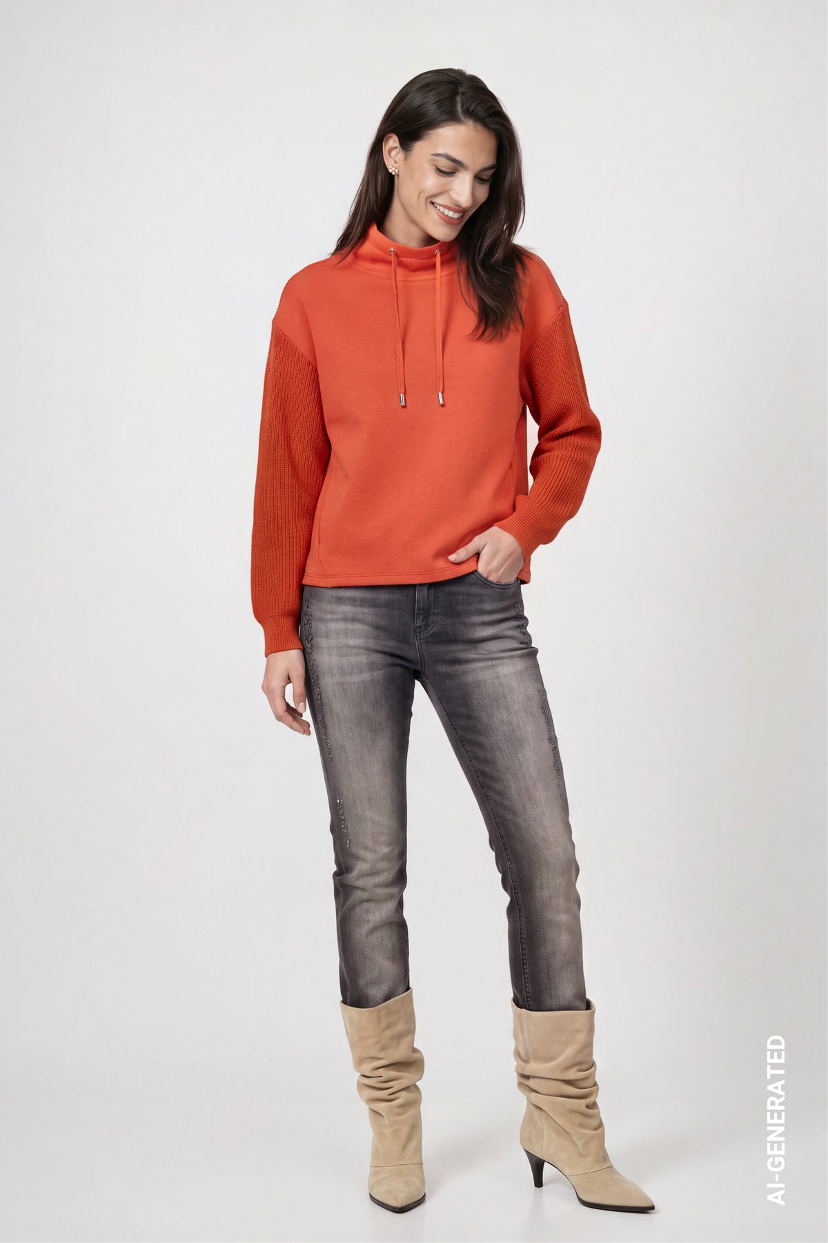 Sweatshirt mit Strickärmeln von Monari