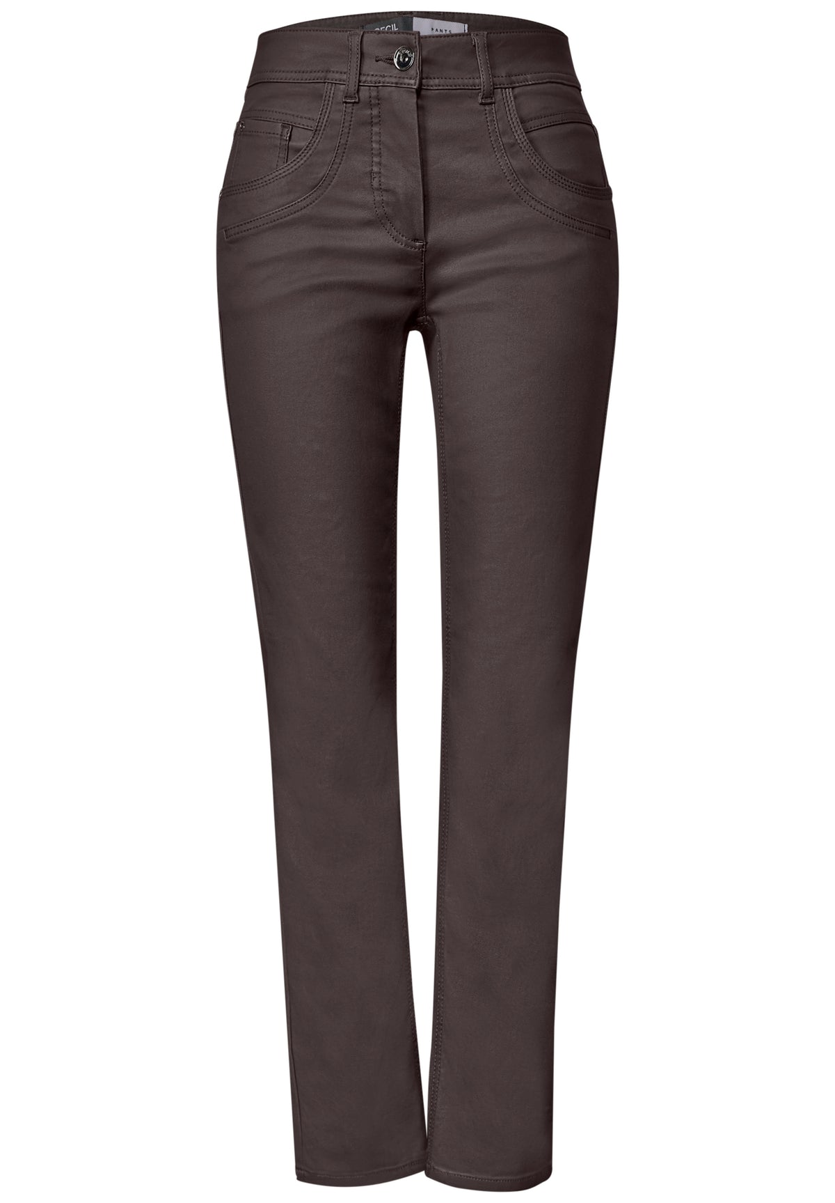 Beschichtete Hose im Slim Fit von Cecil