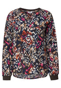 Langarm Bluse mit Split Neck und Print von Cecil
