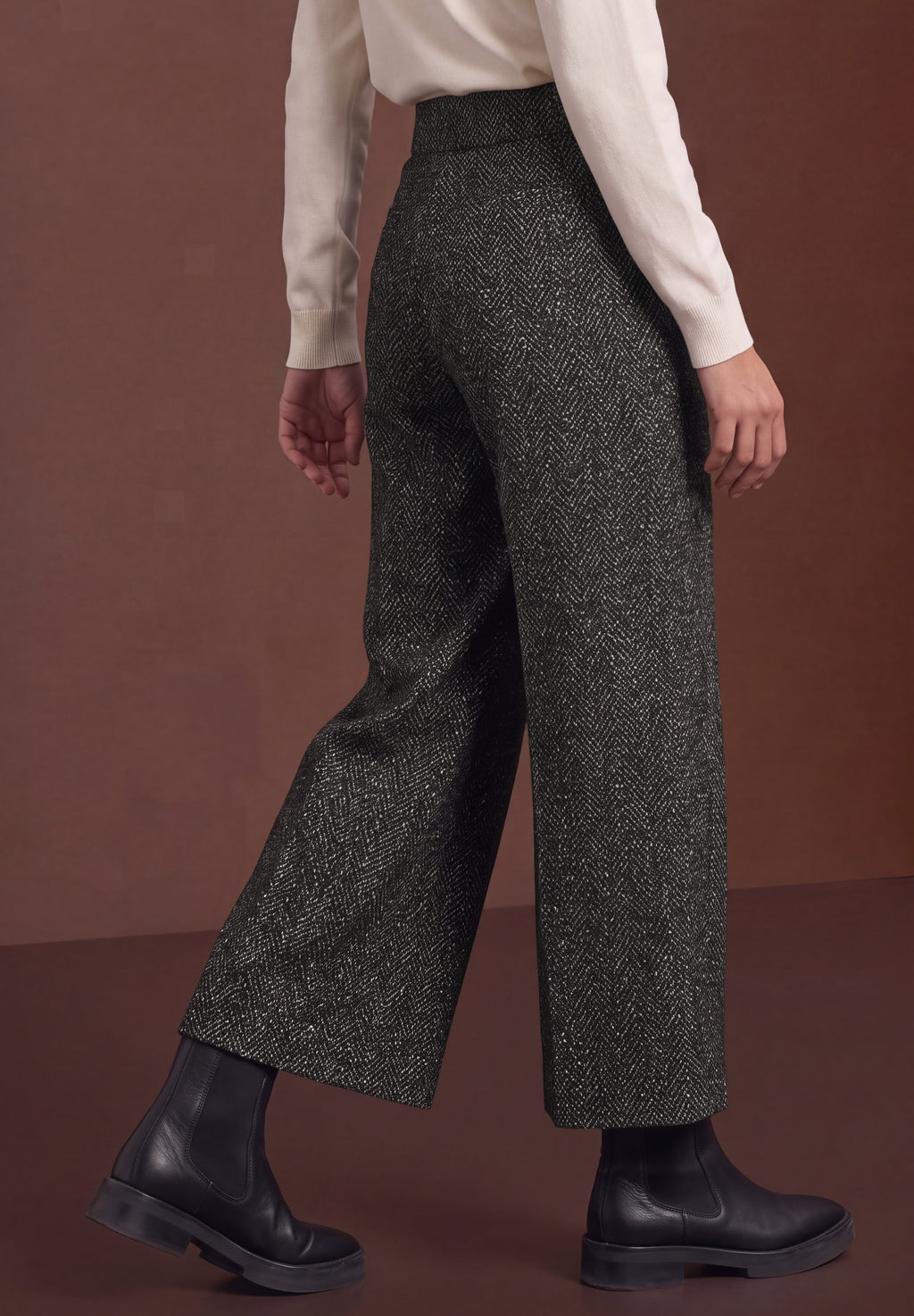High Waist Wide Leg Hose im Herringbonemuster von Street One