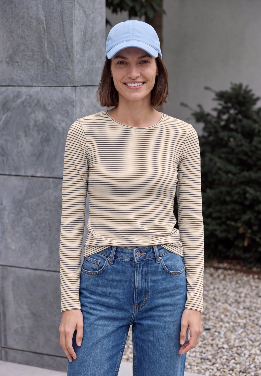 Langarm Shirt mit Rundhals und Streifen von Cecil