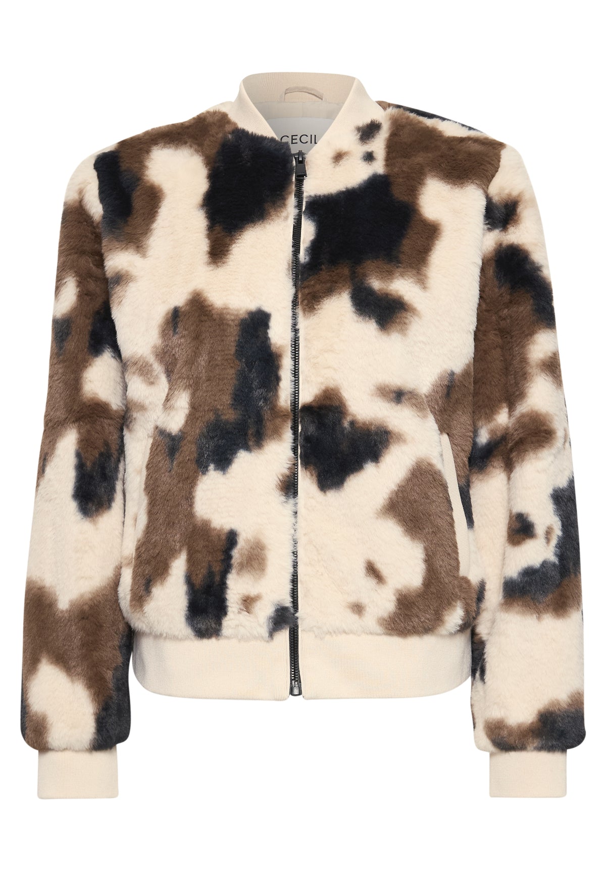 Fake Fur Blouson mit Kuhmuster von Cecil