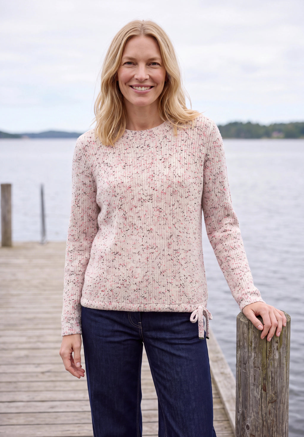Pullover mit Rundhals und Space Dye Muster von Cecil