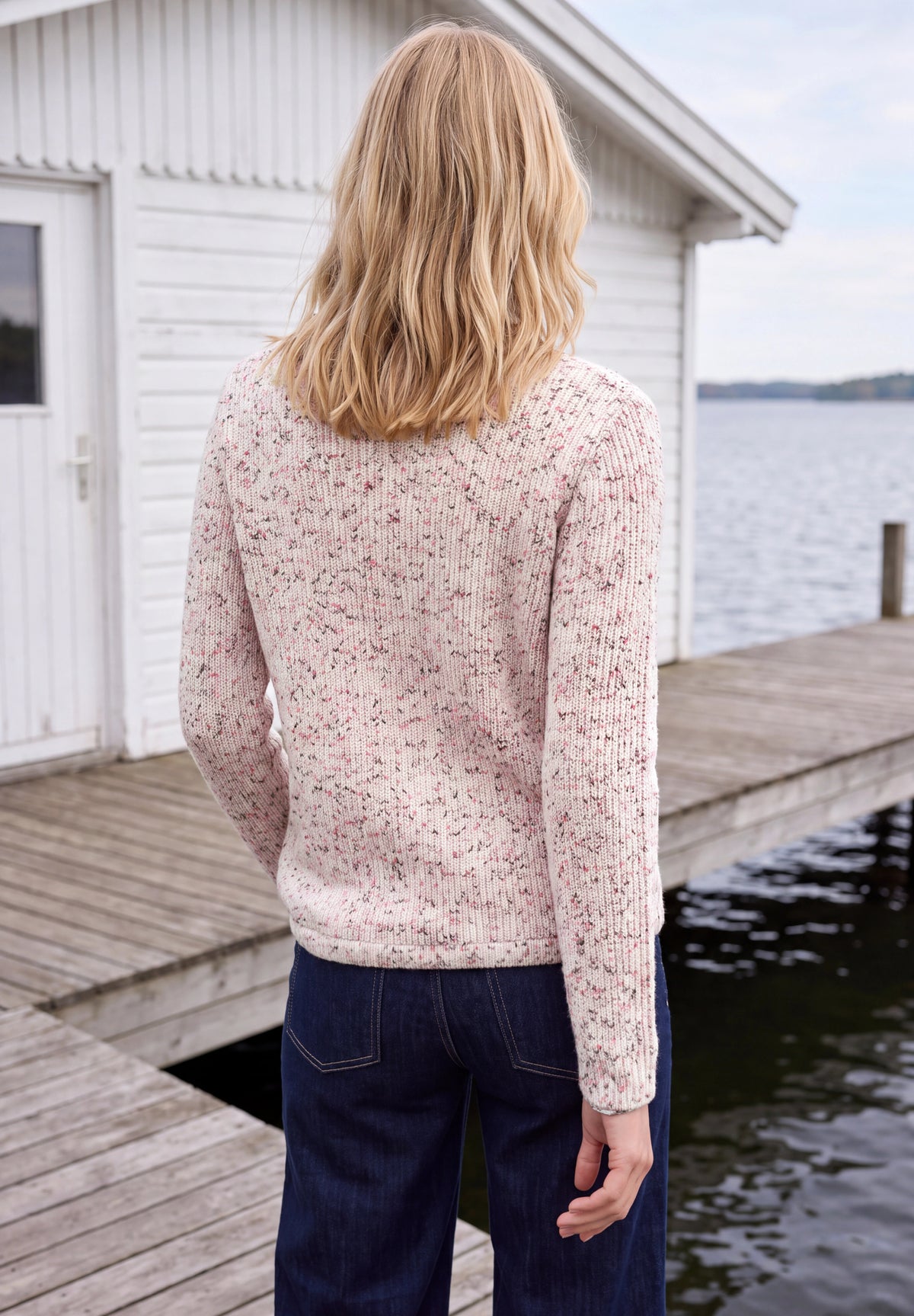 Pullover mit Rundhals und Space Dye Muster von Cecil