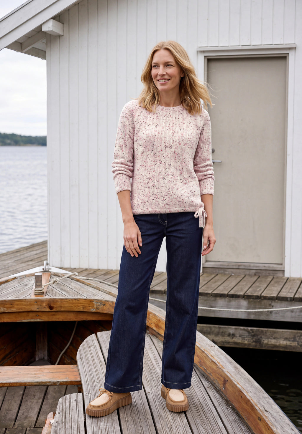 Pullover mit Rundhals und Space Dye Muster von Cecil