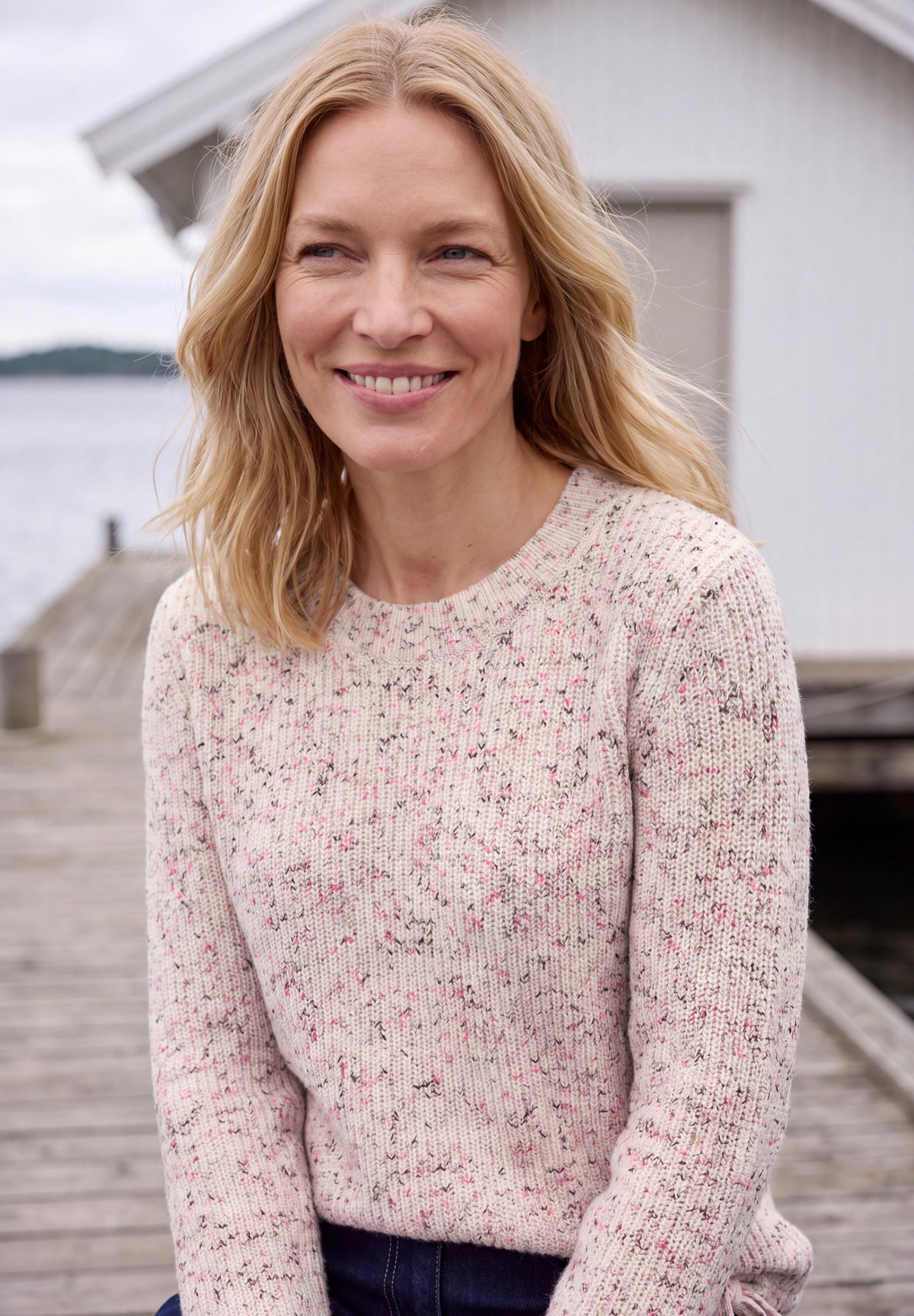 Pullover mit Rundhals und Space Dye Muster von Cecil