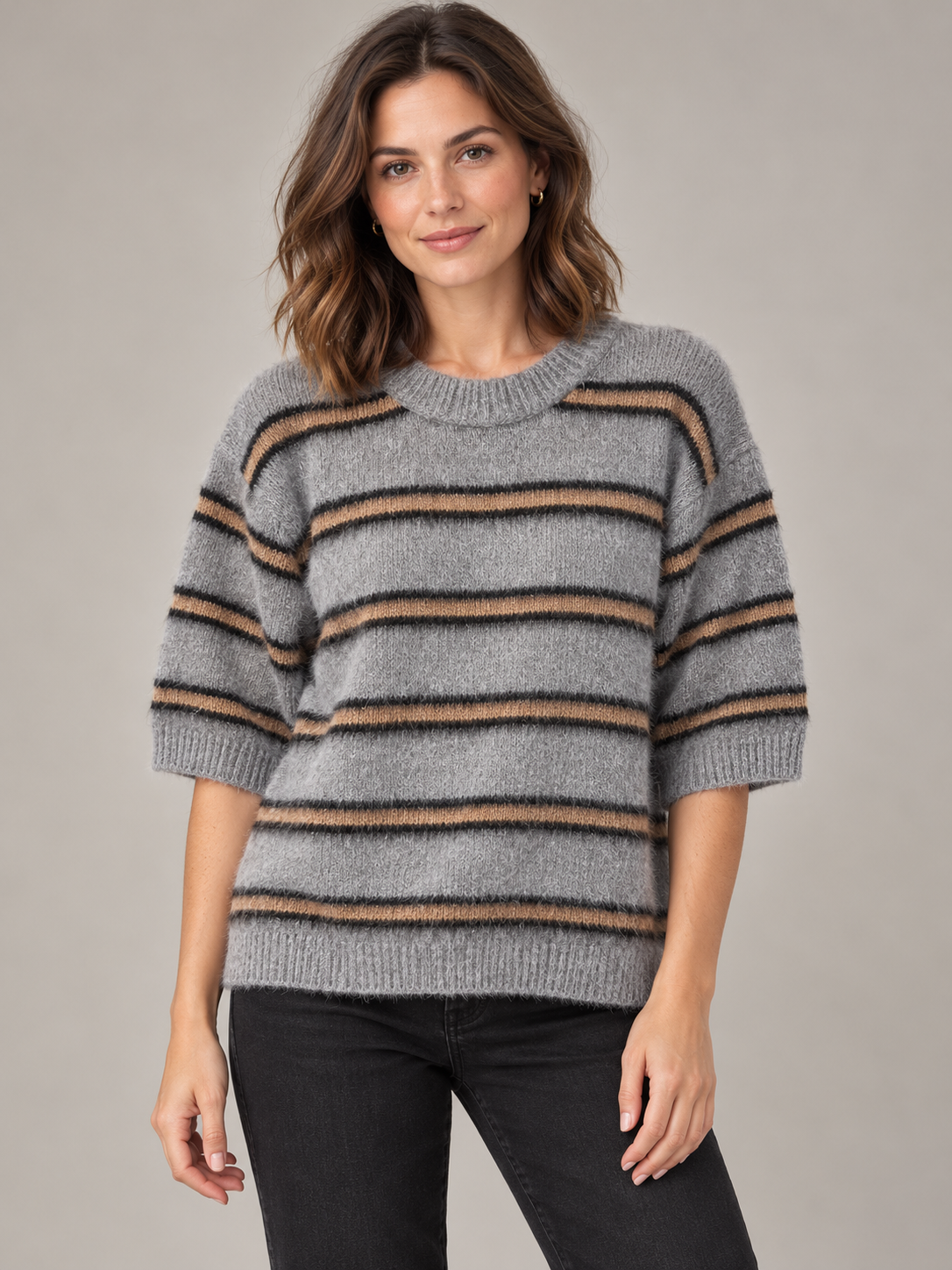 Kurzarmpullover Coll mit Streifen von Gieck