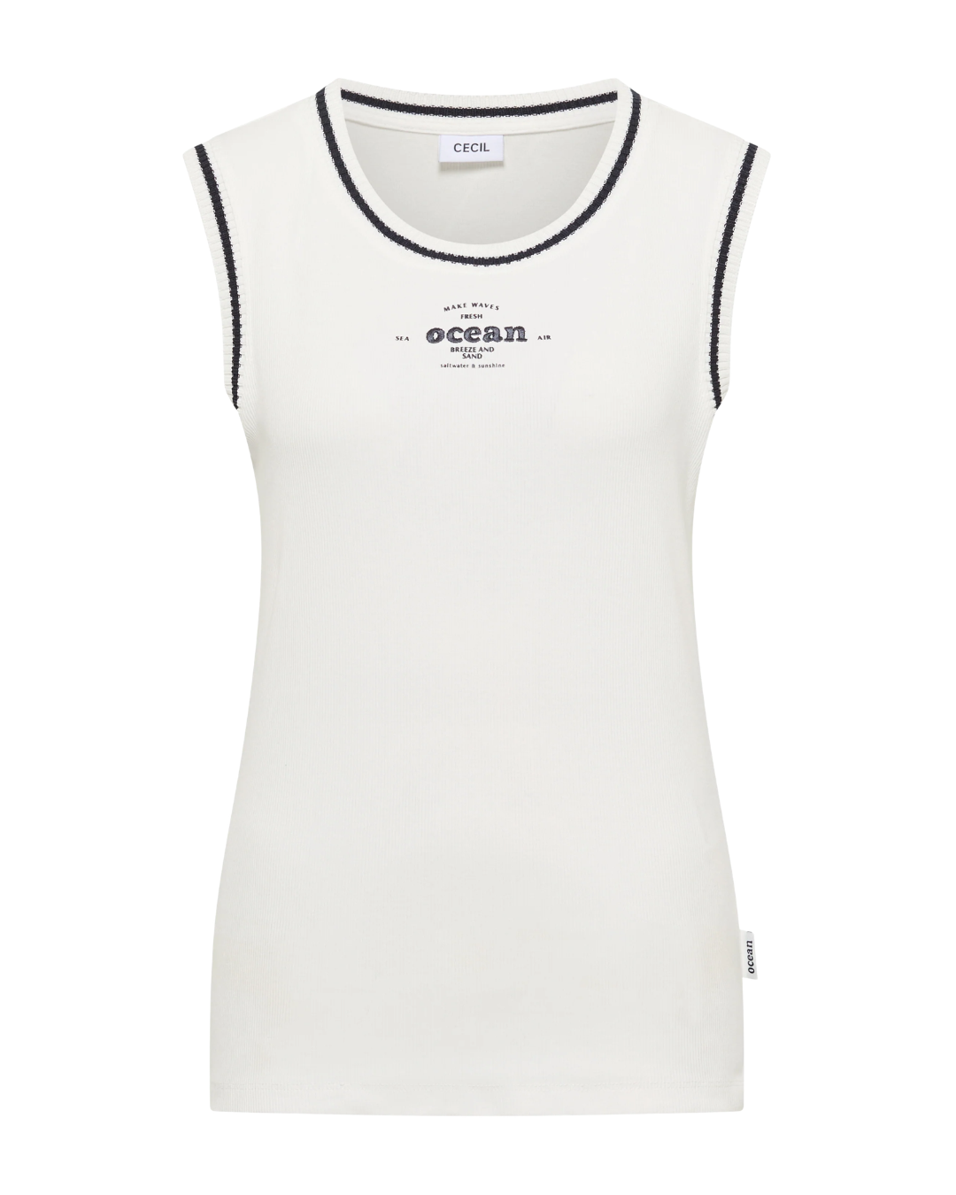 Top mit Rundhals und Kontrastdetails