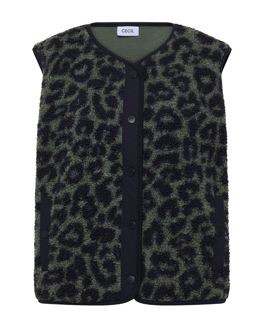 Teddy-Weste mit Softshelldetails und Leo-Muster